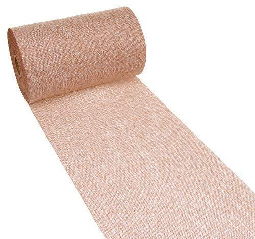DEKO AS Shabby Chic Leinenoptik Tischläufer, Polyester geruchsneutral, Kupfer, 20 cm x 25 m