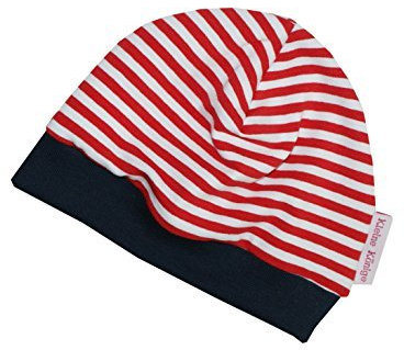 Kleine Könige Mütze Baby Mädchen Beanie · Mitwachs-Funktion · Modell Stripes Streifen rot, Marine · Ökotex 100 Zertifiziert · Größe 98/104