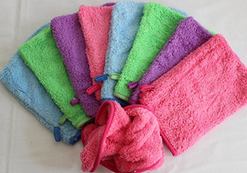 8 trendig leuchtende, superflauschige Waschhandschuhe, Microfaser, Badegenuss pur,