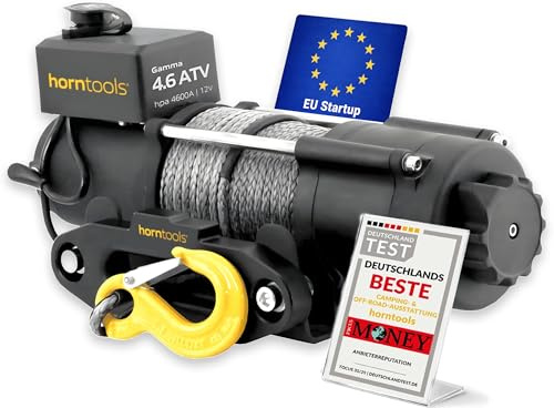 horntools Elektrische Seilwinde Gamma 2.0 Tonnen inkl. Fernbedienung, für ATV, Offroad, Motorwinde Seilzug Elektrowinde (Kunststoffseil, 12 Volt)