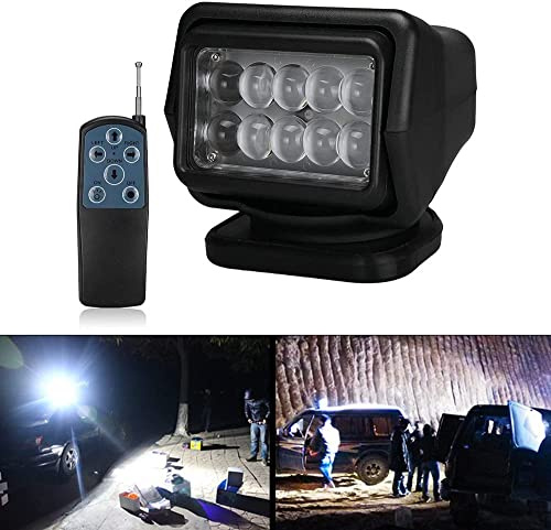 MARCHFA Foco LED de búsqueda para el trabajo, mando a distancia con base magnética, resistente a la intemperie, giratorio 360 grados (Negro)