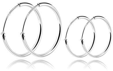SOSMAR - Creolen silber für Damen Herren aus echt 925 Sterling Silber, kleine Creolen Hoop Ohrringe für Damen Mädchen Jungen - 20mm + 14mm