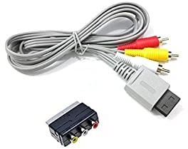 WICAREYO 1.8M Audio Video AV Cinch Video Composite Kabel mit 3RCA to Scart Adapter AV Kabel Konverter Switcher für Wii Wii U Konsole