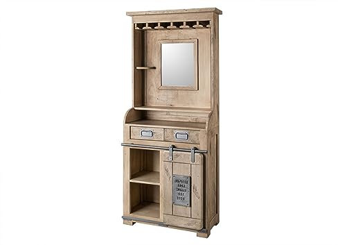 MASSIVMOEBEL24.DE Railway Bar 75x35x170 Mango, Farbe:beige lackiert, Größe:75x35x170 cm (BxTxH)