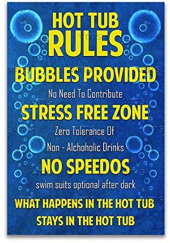 Vintage Metal Sign HOT TUB RULES 8X12 inch Home Decor Inside Outside Bar Kitchen Pub Decorative Plaques