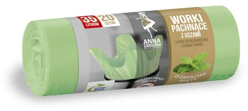 ANNA ZARADNA ST-AZ-038091 Lot de 20 sacs poubelle résistants avec poignées en polyéthylène haute densité pour ordures ménagères et bureau Vert 35 l