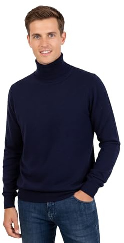 Marenza Dolcevita Uomo Misto Cashmere Maglione Manica Lunga Made in Italy (L, Blu)