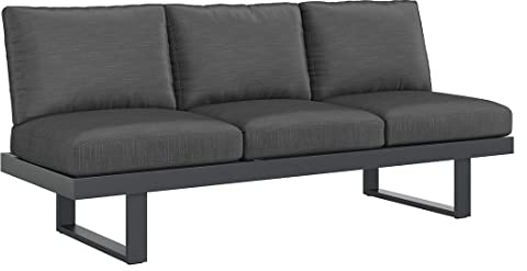 OUTLIV. Atlanta Loungesofa, 210x73x96 cm, Olefin/Aluminium | Olefin/Aluminium, 3-Sitzer, inkl. Kissen, verstellbar, 210x73x96 cm, Anthrazit, für Garten und Terrasse
