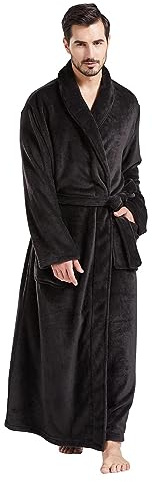 FashGudim Herren Bademäntel groß und groß in voller Länge Plüsch Fleece lange Robe Schal Kragen warm Winter Männer Bademantel