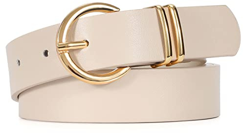 JasGood Damen Ledergürtel für Jeans Hosen Kleider Mode Goldschnalle Damen Leder Gürtel