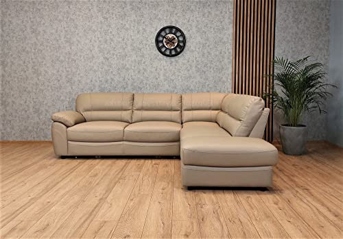 Quattro Meble Super bequemes Echtleder Ecksofa Balticus 265 x 210 cm Leder Sofa Couch mit Bettfunktion und Bettkasten Echt Leder Eck Couch Viele Farben Kaltschaum (Ecke Rechts 265 x 210 cm)