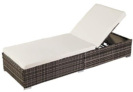 Patio Chaise Lounge Chair - Rattan Reclining Pool Lounge Chair - Adjustable Backrest Patio Lounger and Pool Bed with Removable Cushions - Outdoor Lounge Chair for Patio, Deck or Poolside - Gradient