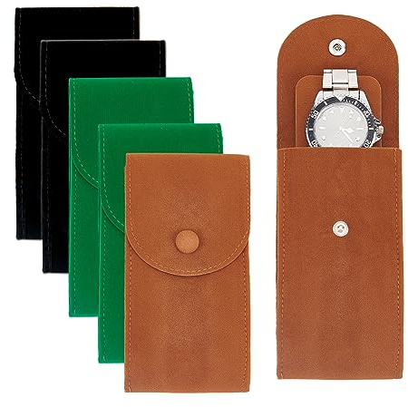 NBEADS 6 Bolsa de Reloj de Terciopelo de 3 Colores., 6.71 × 13 cm Bolsa de Reloj Portátil de Doble Cara Bolsa de Almacenamiento de Reloj Y Organizador con Botón A Presión