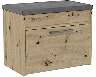 VBChome Schuhschrank mit Sitzfläche und Stauraum 60 x 35 x 49 cm Eiche Artisan Griffe Schuh-Organizer Holzähnlich Holzwerkstoff Schuhaufbewahrung Schuhregal Schuhkommode Diele Flur Eiche Artisan