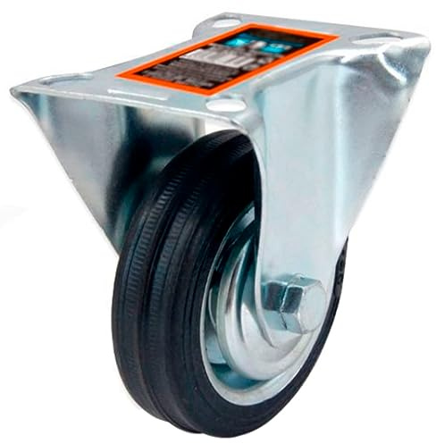 AC - Rueda Fija para Muebles 3 - Fabricado en Hierro y Goma - Incluye Placa de Montaje - Rueda de Transporte para carritos, mesas, Industrial - Ø 70 mm