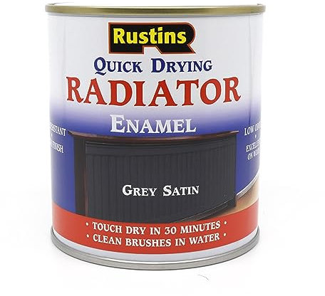 RUSTINS Quick Drying Radiator Enamel Satin - Grey 250ml – Durable, Long-Lasting Finish for Radiators That Stands the Test of Time