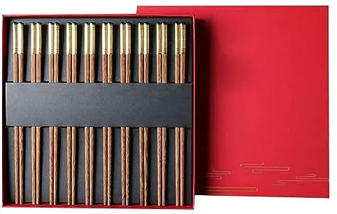 DOOKAA Bacchette Cinesi Acciaio Bacchette Giapponesi Set di 10 Paia di Bacchette riutilizzabili per la casa USA e Getta da 25 cm