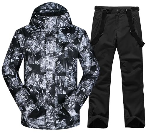 HOTIAN Herren Ski Jacke und Hosen Set Herren Schneeanzug Winter Winter Warme Schnee Skifahren Sätze Wasserdicht Winddicht Snowboard Set