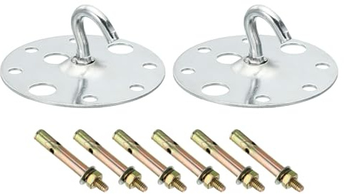 PATIKIL 203lbs 75mm Steel Ceiling Hooks, 2pcs Ceiling Fan Hook Pad Eyes Plate Wall Hanger Hardware with Mounting Screws for Hanging Lamp Plant Baskets