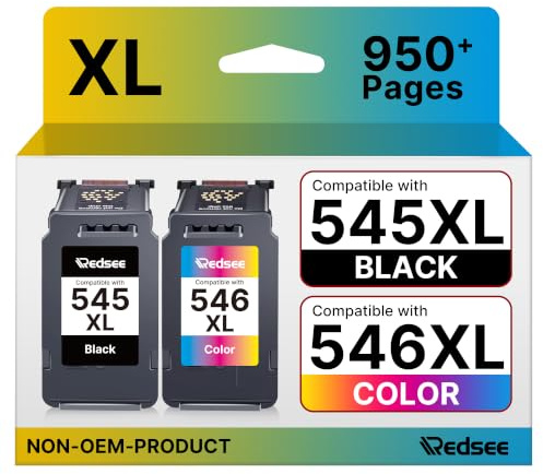 Redsee 545 XL 546 XL Cartuchos de Tinta Compatible Cartucho Tinta para Canon 545 y 546 XL PG-545XL CL-546XL para Canon Pixma TS3150 TS3151 MG2550S MG2550 MG2950 TR4550 TR4551 MX495 (Negra y Color)