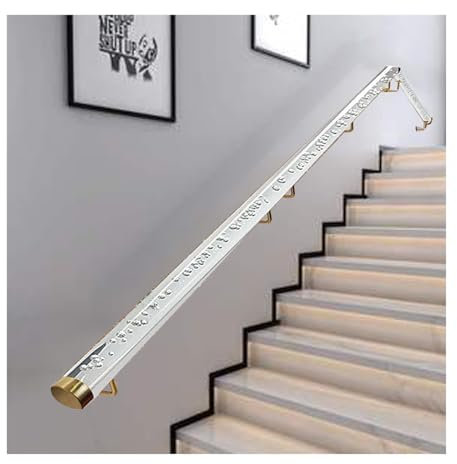 Clear Indoor Stair Handrail Kit, Transparent Acrylic Hand Railing with Gold Brackets & End Caps, 3ft/4ft/5ft/6ft/10ft/12ft/14ft/20ft Long Wall Mount Staircase Handrail (Size : 140cm(4.5ft))