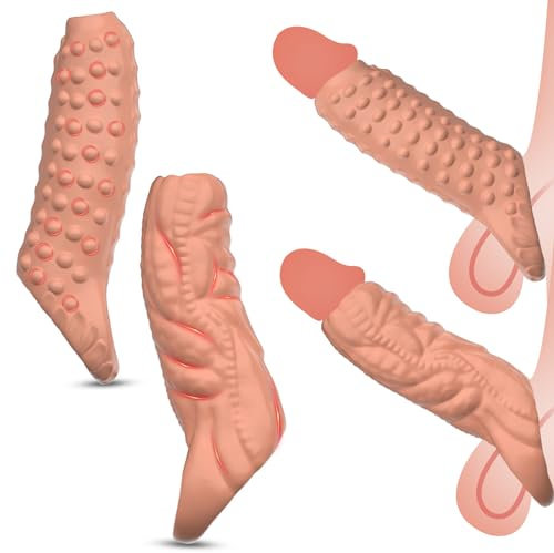 BDSMYEE Penishülle 2 PCS Set,Penis Sleeve Vorhaut Rückhaltung Penismanschetten Penis Hülle Sex Toyset für Paar Set erotisches Sexspielzeug für die Männer (Fleischfarbe)
