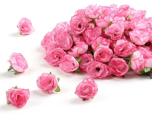 SITUMEIZI 100 Pcs 1.3 inches Mini Pink Rose Head Pink Flowers Artificial Pink Roses for Home DIY Flower Wall Mother's Day Party Birthday Decor