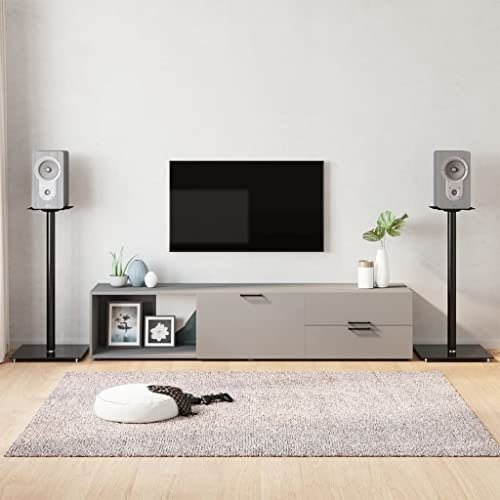 Universal Lautsprecherständer mit Glassockel, Speaker Floor Stands, 1 Paar Boxenständer, Speaker Stand für Regallautsprecher, Lautsprecher Standfuß, Schwarz Hartglas 1 Säule