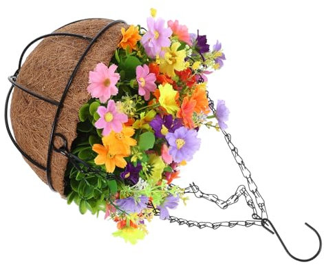 DECHOUS Hängende Blumenampel Aus Kunstblumen Im Korb Dekorative Balkonblume Für Garten Innen Und Außenbereich Rustikales Design Pflegeleicht Langlebig Für Pflanzenliebhaber