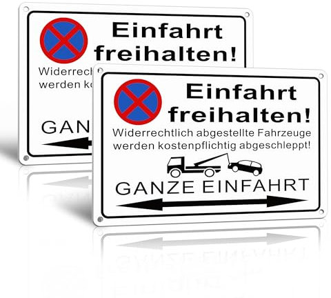 TAKULA Einfahrt Freihalten Schilder-Ein und Ausfahrt Freihalten Schild,Parken Verboten Schild Garage Freihalten Schilder|2 PCS
