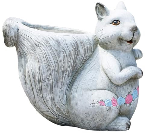 Little Squirrel Shaped Garden Sculpture, Personality Animal Flowerpot, European Style Lawn Ornaments, Garden Ornaments Animals