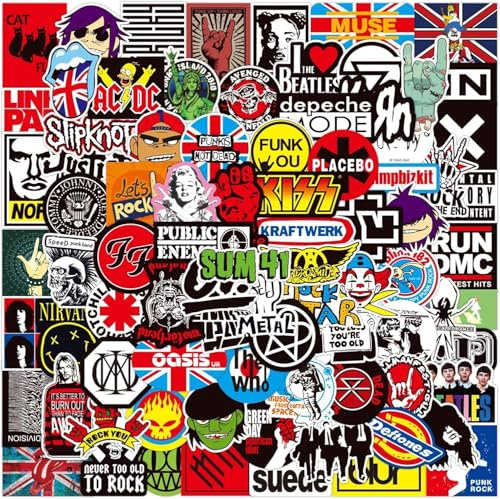 Rock Band Stickers Heavy Metal Laptop Decals(100pcs) Vinyl Band Stickers for Adults, Stickers and Decals, Guitar Stickers, Rock Music Stickers, Heavy Metal Gifts for Men