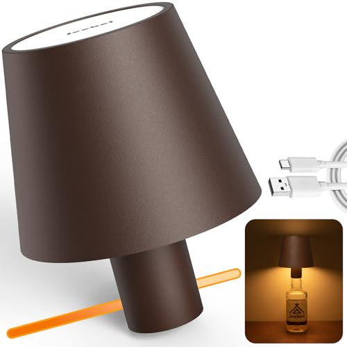 Jeebel Lampada per Bottiglia 5200mAh LED Lampada Tappo Senza Fili con Controllo Touch/Dimmerabile/ IP54/ 3 Modalità, Luce da Bottiglia Portatile in Metallo per Indoor-Outdoor Ristorante Campeggio