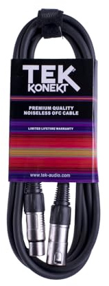 Premium XLR Cable for a Clear Audio Signal with Balanced Male to Female Microphone Lead, plus Cable Tie, for professional DJ, stage and studio (Black, 6m)