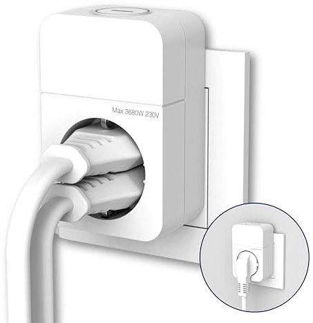 REV Steckdosenadapter COMBINI - Stecker/Steckdose mit Schalter 1fach, weiß | Praktisches Kombi-Stecksystem - ideal zum Stromsparen