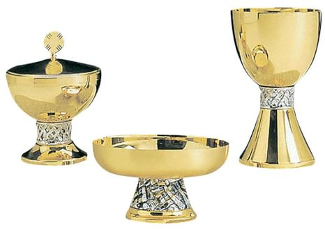 Kelch Ziborium Hostienschale satiniertes Messing, Ziborium