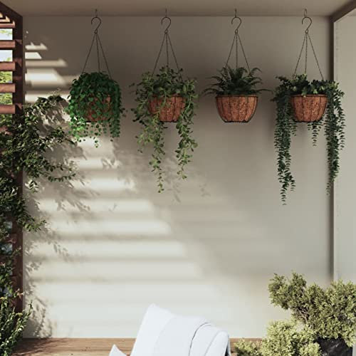 Tidyard Jardinières suspendues 4 pcs avec Doublure Coco Noir Ø 30x52 cm Bac de Plantation pour Cultiver Fleurs, Herbes, Plantes, Extérieur Lit Surélevé de Jardin Potager pour Terrasse, Balcon