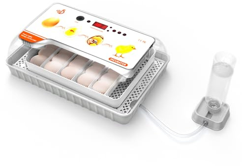 HENGMEI 20 Eier Inkubator Brutkasten für Henne Brutautomat Vollautomatisch Brutmaschine Hühner mit Externer Wasserzugabe Temperaturkontrolle, LED Beleuchtung