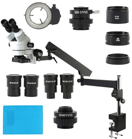 Mikroskop Simul Focal Parfocal 3,5 X-90 X 180 X Trinokular Stereo Mikroskop Drehbare Gelenk Arm Clamp Hilfs Objektiv for Löten, typ B 25 spalten