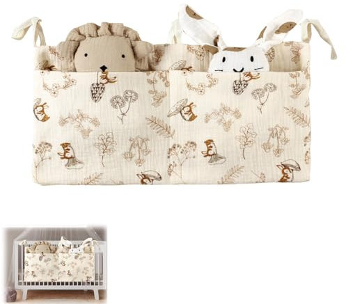 Baby Kinderzimmer Organizer,Kinderzimmer Hängender Bett Organizer,Babybett Organizer,Betttasche Spielzeugtasche,Organizer Beistellbett Baby für Windeln Kleidung Spielzeug Hängeorganizer Babybetttasche