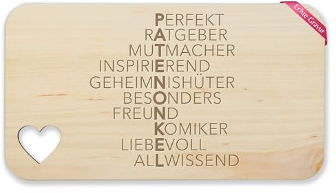 Shirtracer Frühstücksbrettchen Herz Patenonkel Affirmation | Holz, 22,5x12,5, Patenkind, Patenschaft, Geschenkidee