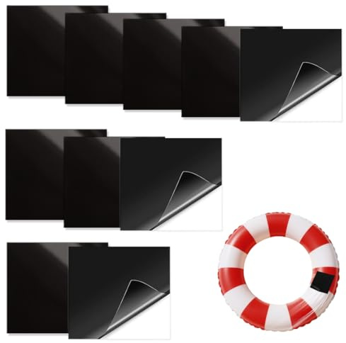 WUSJCOF Kit de réparation de Patchs gonflables en TPU (10 pièces) - Patchs de Piscine Autocollants Kit de réparation pour Matelas gonflables, Bateaux et Jouets (Noir)