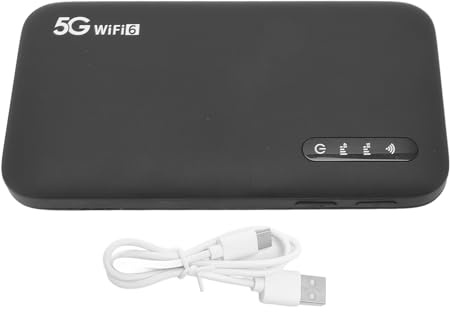 EIMSOAH Hotspot Mobile 5G, Router Portatile WiFi 6, Hotspot Mobile Wireless Sbloccato, Router a Batteria da 6100 MAh con Slot per Schede SIM per la Casa e il Supporto per L'uso di