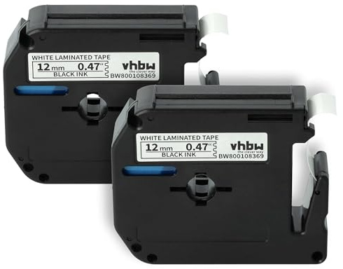 vhbw 2x Schriftband-Kassette Ersatz für Brother M-K231 für Etiketten-Drucker 8m x 12mm Schwarz auf Weiß