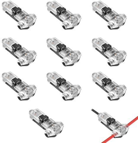 10Pcs T Tap Wire Connectors 12V, 1 Pin 1 Way, 18-22 AWG | Wire Splice Connectors, Low Voltage Electrical, No Stripping, Quick Splice, For LED Audio Car