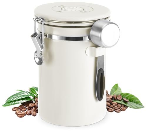 Royouzi Boite a Cafe Hermetique En Acier Inoxydable | 1,8 L, RéCipient à Grains De Café Avec Suivi De La Date et Bouilloire De Mesure Pour La Farine, Les Haricots, Le Thé Blanc