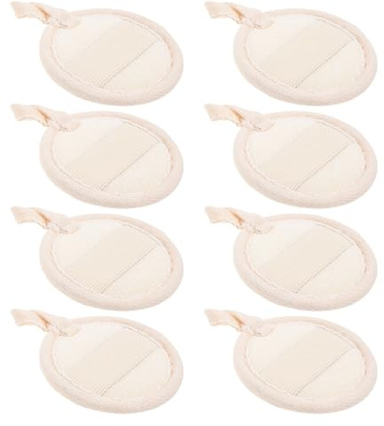 HAMPPLIES 8 Pièces Lot de 8 Disques Exfoliants Visage 8X8 CM en Tissu Naturel Réutilisables pour Soin Doux, Nettoyage et Massage, Accessoires Essentiels pour Routine de Soins Peau à