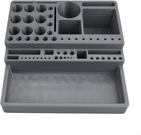 Porta attrezzi per la costruzione di mosche per PETG, scaffale da scrivania per materiali e accessori per la costruzione di mosche, organizer grigio con fori multipli per la pesca