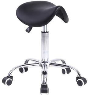Rullande sadelpall PU-läder Svängbar Justerbar rullpall med hjul Salongstol for tatuering, salong, skönhet, spa(Black)