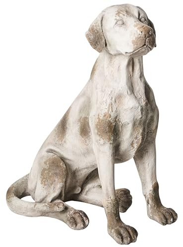 Beliani Gartenfigur Hund groß MgO beige Antik-Optik Indoor & Outdoor 70 cm hoch Cetona